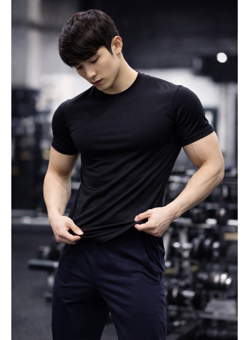 OLUDENIZ Men's Athletic Gym T-Shirt - Breathable, Quick-Dry Sportswear, 90% Polyester, 10% Spandex - Image 4